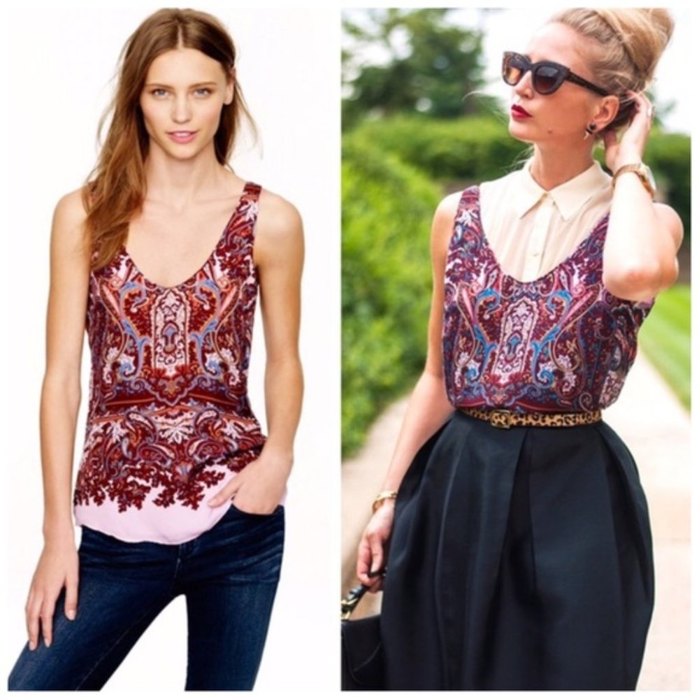 J. CREW Tank Top Iced Lilac Paisley Cate Cami 4